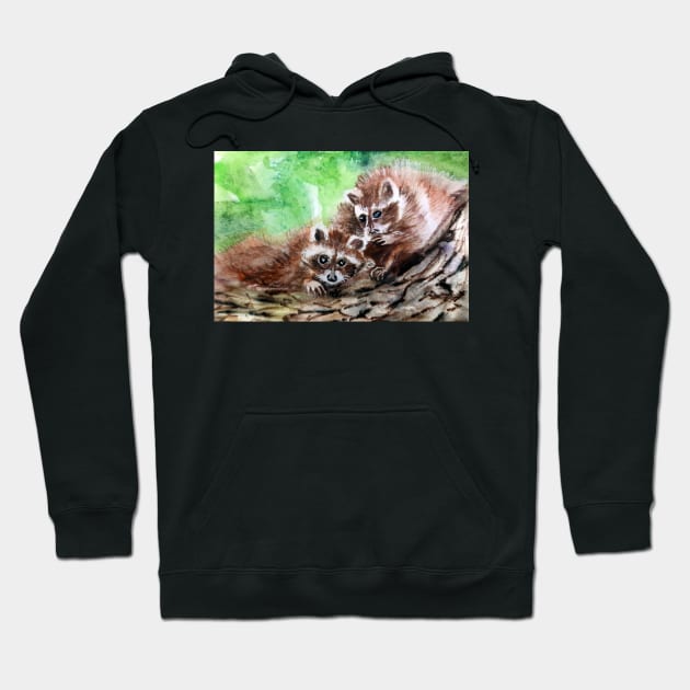 Racoons chatting Hoodie by drpadminirathore